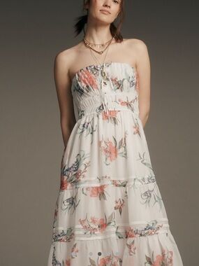 Anthropologie the Somerset Strapless chiffon Midi Dress size M
